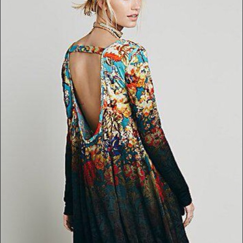 Vintage Free People Printed Relaxed & Flawy Mini Dress - Picture 3 of 6